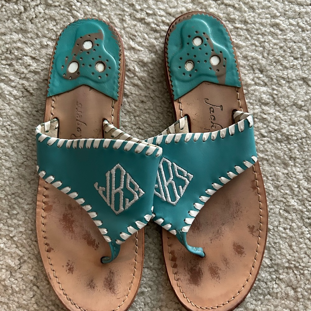 Jack Rogers Size 8 Monogrammed Sandals